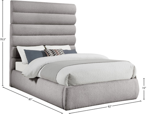 Amara Taupe Boucle Fabric Upholstered Full Bed, 1 Piece