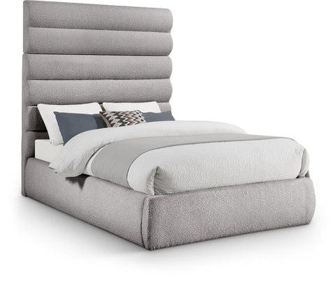 Amara Taupe Boucle Fabric Upholstered Full Bed, 1 Piece