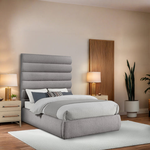 Amara Taupe Boucle Fabric Upholstered Full Bed, 1 Piece