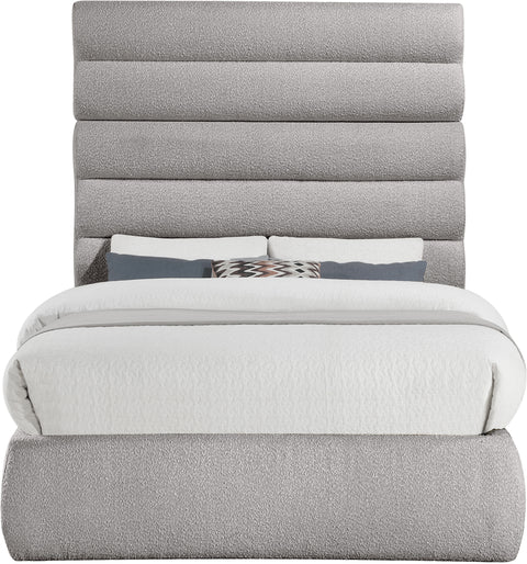 Amara Taupe Boucle Fabric Upholstered Full Bed, 1 Piece