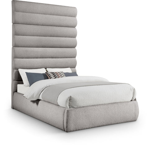 Amara Taupe Boucle Fabric Upholstered Full Bed, 1 Piece (Style 2)