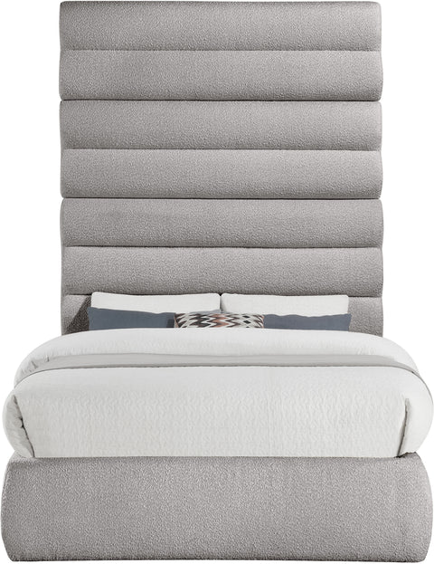Amara Taupe Boucle Fabric Upholstered Full Bed, 1 Piece (Style 2)
