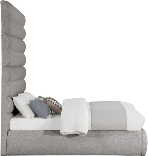 Amara Taupe Boucle Fabric Upholstered Full Bed, 1 Piece (Style 2)