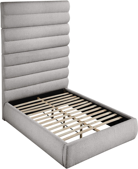 Amara Taupe Boucle Fabric Upholstered Full Bed, 1 Piece (Style 2)