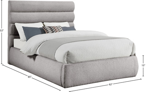 Amara Taupe Boucle Fabric Upholstered Full Bed, 1 Piece (Style 3)