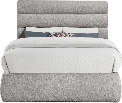 Amara Taupe Boucle Fabric Upholstered Full Bed, 1 Piece (Style 3)