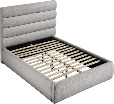 Amara Taupe Boucle Fabric Upholstered Full Bed, 1 Piece (Style 3)