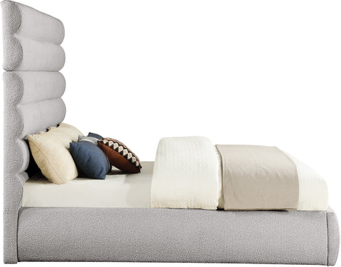 Amara Taupe Boucle Fabric Upholstered King Bed, 1 Piece