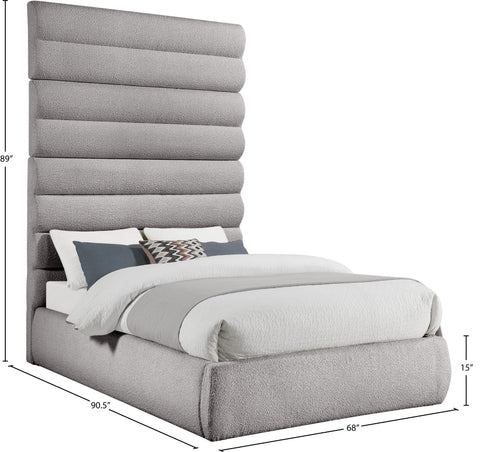 Amara Taupe Boucle Fabric Upholstered King Bed, 1 Piece (Style 2)