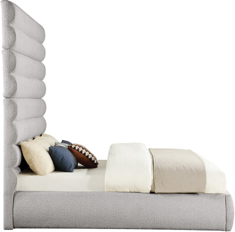 Amara Taupe Boucle Fabric Upholstered King Bed, 1 Piece (Style 2)