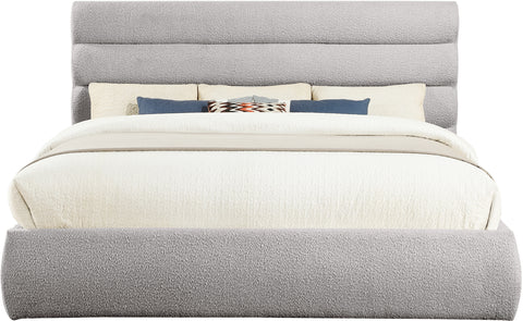 Amara Taupe Boucle Fabric Upholstered King Bed, 1 Piece (Style 3)