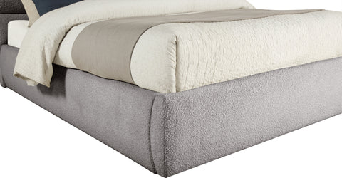 Amara Taupe Boucle Fabric Upholstered King Bed, 1 Piece (Style 3)