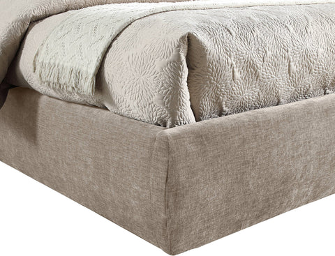Amara Beige Chenille Fabric Upholstered Full Bed, 1 Piece