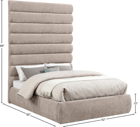 Amara Beige Chenille Fabric Upholstered Full Bed, 1 Piece (Style 2)