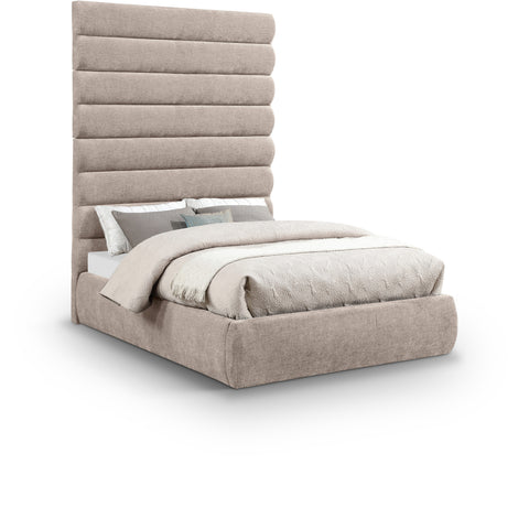Amara Beige Chenille Fabric Upholstered Full Bed, 1 Piece (Style 2)