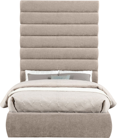 Amara Beige Chenille Fabric Upholstered Full Bed, 1 Piece (Style 2)