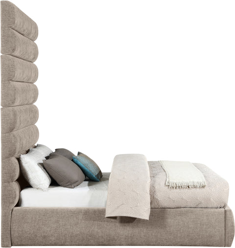 Amara Beige Chenille Fabric Upholstered Full Bed, 1 Piece (Style 2)