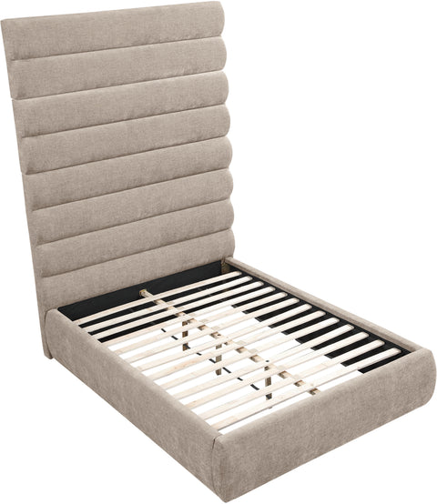 Amara Beige Chenille Fabric Upholstered Full Bed, 1 Piece (Style 2)