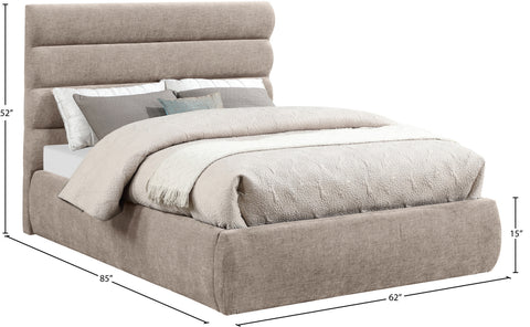 Amara Beige Chenille Fabric Upholstered Full Bed, 1 Piece (Style 3)
