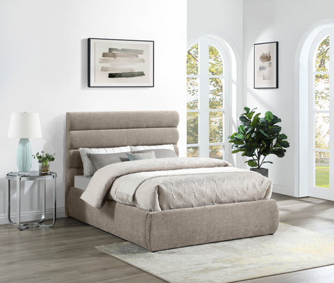 Amara Beige Chenille Fabric Upholstered Full Bed, 1 Piece (Style 3)
