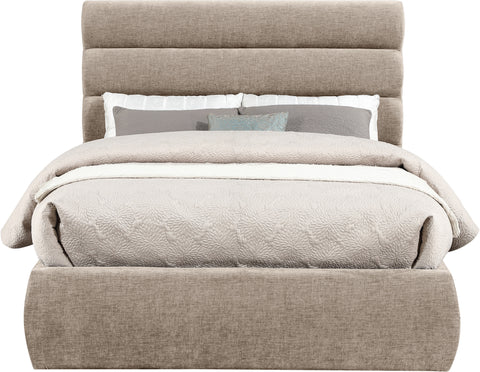 Amara Beige Chenille Fabric Upholstered Full Bed, 1 Piece (Style 3)