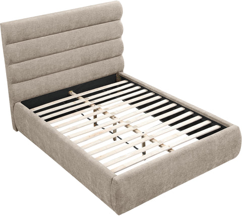 Amara Beige Chenille Fabric Upholstered Full Bed, 1 Piece (Style 3)