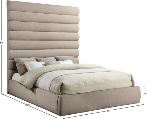 Amara Beige Chenille Fabric Upholstered King Bed, 1 Piece (Style 2)