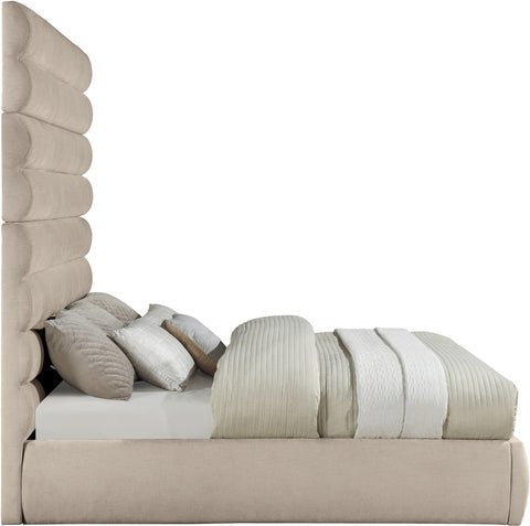Amara Beige Chenille Fabric Upholstered King Bed, 1 Piece (Style 2)