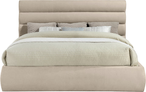 Amara Beige Chenille Fabric Upholstered King Bed, 1 Piece (Style 3)