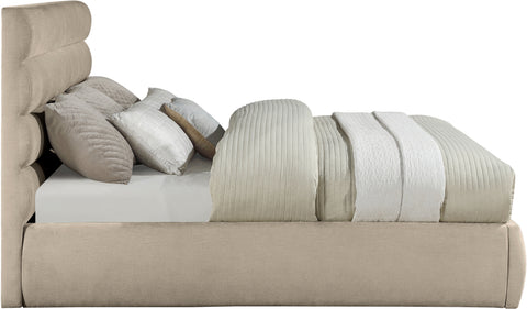Amara Beige Chenille Fabric Upholstered King Bed, 1 Piece (Style 3)