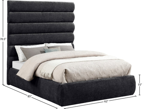 Amara Black Chenille Fabric Upholstered Full Bed, 1 Piece
