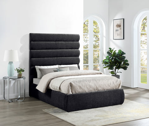 Amara Black Chenille Fabric Upholstered Full Bed, 1 Piece
