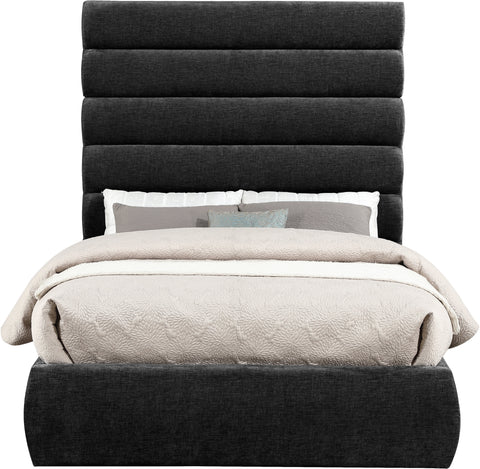 Amara Black Chenille Fabric Upholstered Full Bed, 1 Piece