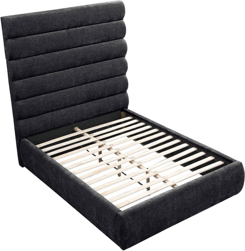 Amara Black Chenille Fabric Upholstered Full Bed, 1 Piece