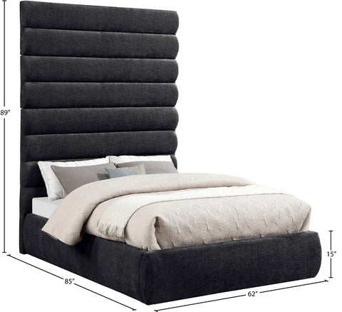 Amara Black Chenille Fabric Upholstered Full Bed, 1 Piece (Style 2)