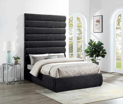Amara Black Chenille Fabric Upholstered Full Bed, 1 Piece (Style 2)
