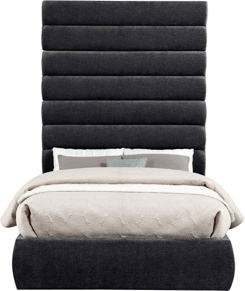 Amara Black Chenille Fabric Upholstered Full Bed, 1 Piece (Style 2)