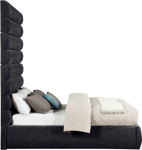 Amara Black Chenille Fabric Upholstered Full Bed, 1 Piece (Style 2)
