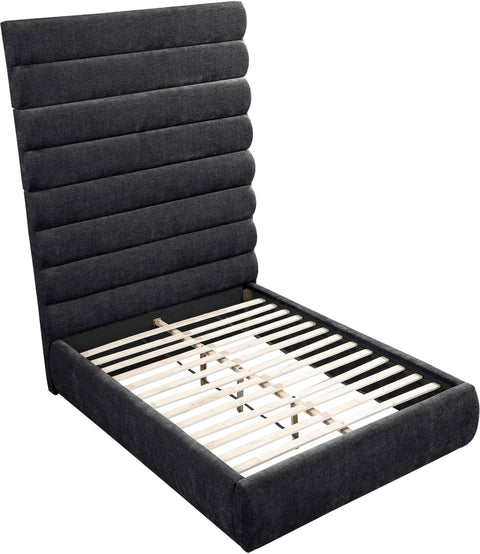 Amara Black Chenille Fabric Upholstered Full Bed, 1 Piece (Style 2)