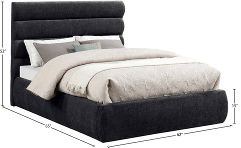 Amara Black Chenille Fabric Upholstered Full Bed, 1 Piece (Style 3)