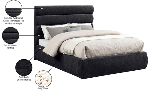 Amara Black Chenille Fabric Upholstered Full Bed, 1 Piece (Style 3)