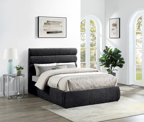 Amara Black Chenille Fabric Upholstered Full Bed, 1 Piece (Style 3)