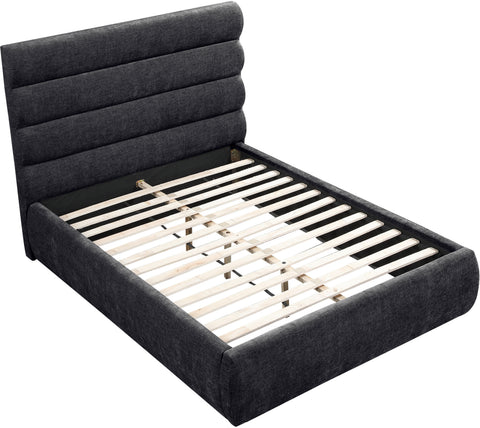 Amara Black Chenille Fabric Upholstered Full Bed, 1 Piece (Style 3)