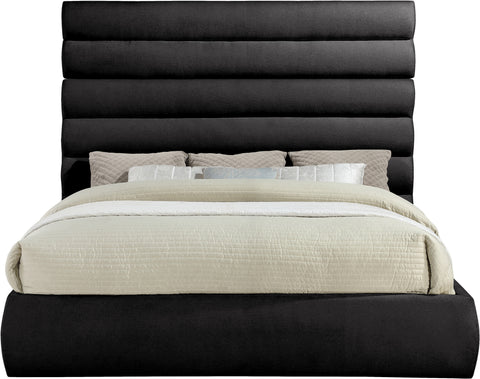 Amara Black Chenille Fabric Upholstered King Bed, 1 Piece