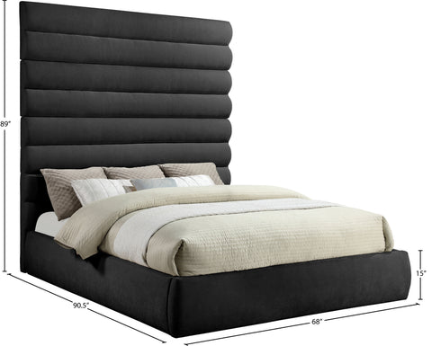 Amara Black Chenille Fabric Upholstered King Bed, 1 Piece (Style 2)