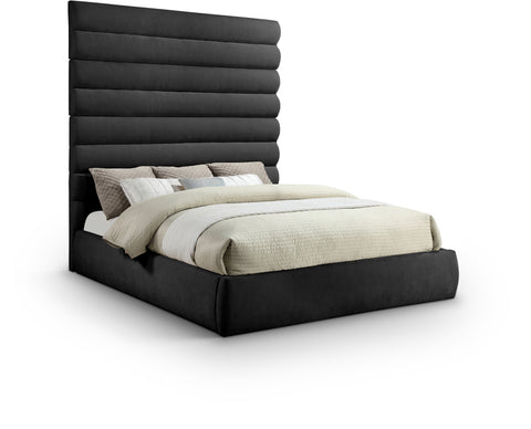 Amara Black Chenille Fabric Upholstered King Bed, 1 Piece (Style 2)