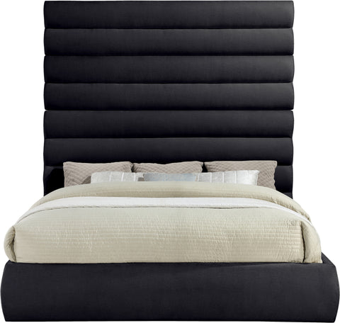 Amara Black Chenille Fabric Upholstered King Bed, 1 Piece (Style 2)