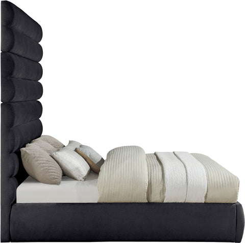Amara Black Chenille Fabric Upholstered King Bed, 1 Piece (Style 2)
