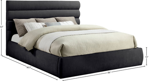 Amara Black Chenille Fabric Upholstered King Bed, 1 Piece (Style 3)