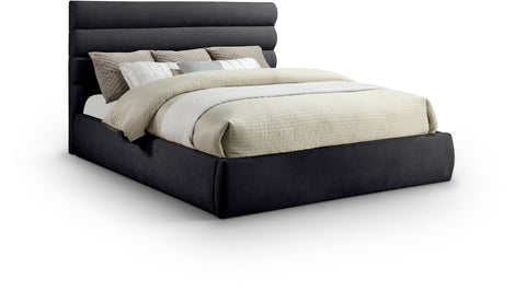 Amara Black Chenille Fabric Upholstered King Bed, 1 Piece (Style 3)